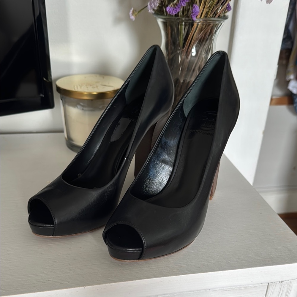 Elegant Black Peep-Toe Heels
